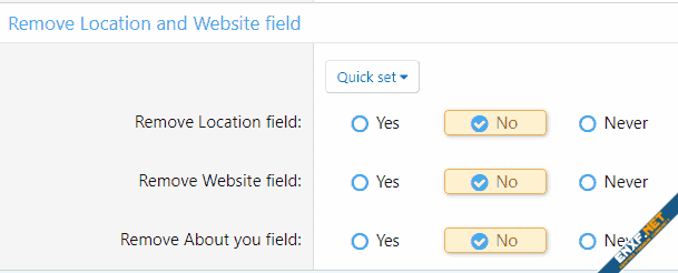 [cXF] Remove Location, Website and About you field