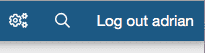 ACP - top logout button, with user name